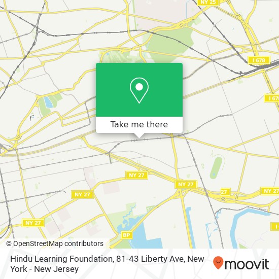 Mapa de Hindu Learning Foundation, 81-43 Liberty Ave