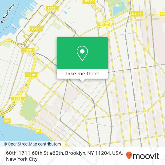 Mapa de 60th, 1711 60th St #60th, Brooklyn, NY 11204, USA