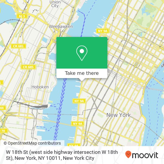 Mapa de W 18th St (west side highway intersection W 18th St), New York, NY 10011