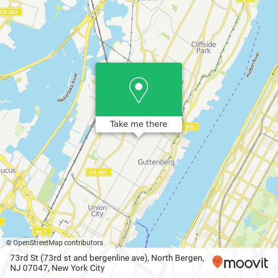 Mapa de 73rd St (73rd st and bergenline ave), North Bergen, NJ 07047