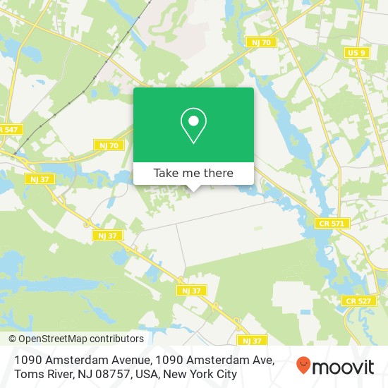 Mapa de 1090 Amsterdam Avenue, 1090 Amsterdam Ave, Toms River, NJ 08757, USA