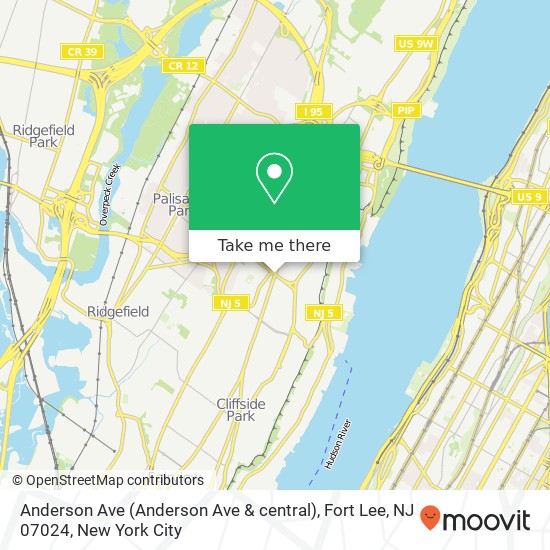 Anderson Ave (Anderson Ave & central), Fort Lee, NJ 07024 map