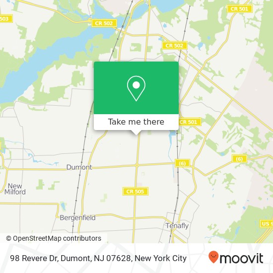 Mapa de 98 Revere Dr, Dumont, NJ 07628