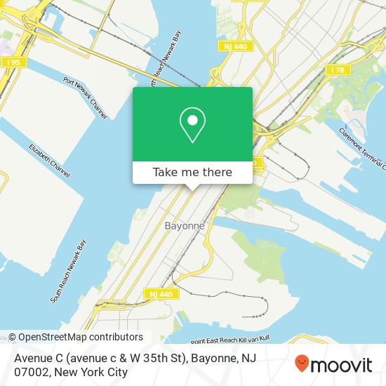 Mapa de Avenue C (avenue c & W 35th St), Bayonne, NJ 07002