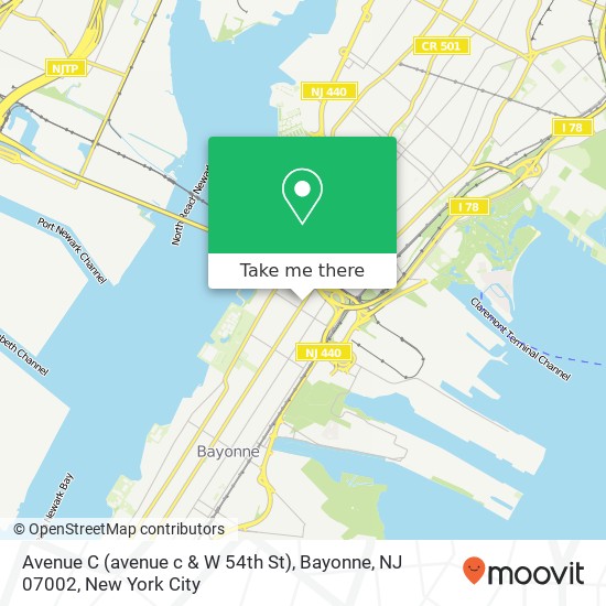 Mapa de Avenue C (avenue c & W 54th St), Bayonne, NJ 07002