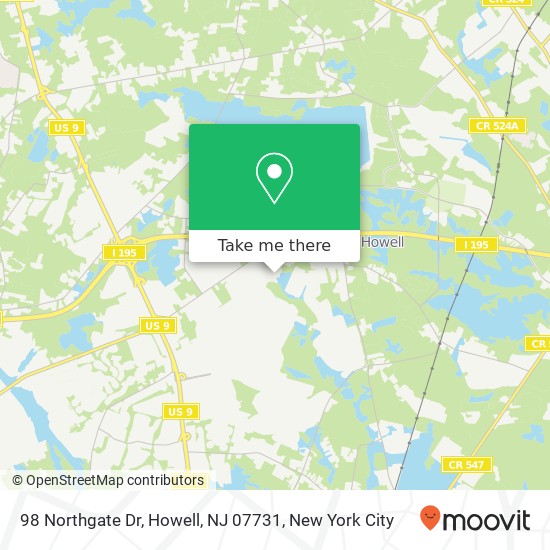 Mapa de 98 Northgate Dr, Howell, NJ 07731