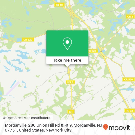 Mapa de Morganville, 280 Union Hill Rd & Rt 9, Morganville, NJ 07751, United States