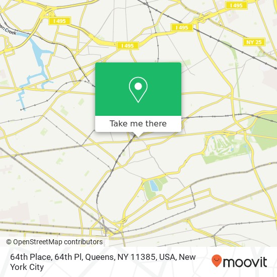 Mapa de 64th Place, 64th Pl, Queens, NY 11385, USA