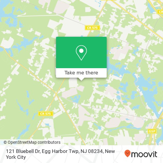 Mapa de 121 Bluebell Dr, Egg Harbor Twp, NJ 08234