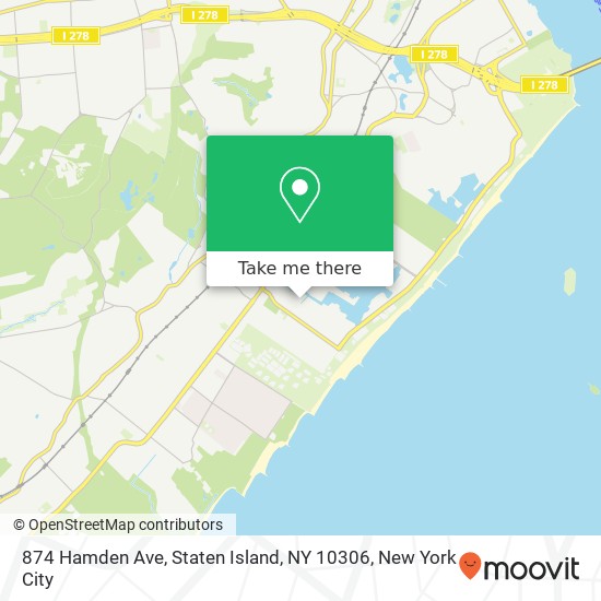 Mapa de 874 Hamden Ave, Staten Island, NY 10306