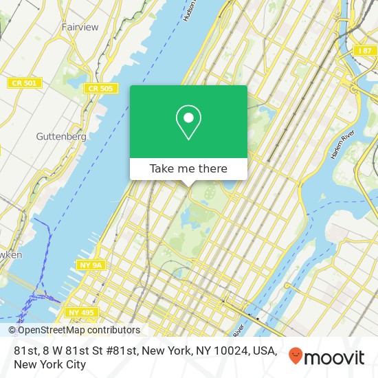 Mapa de 81st, 8 W 81st St #81st, New York, NY 10024, USA