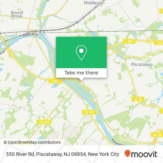 Mapa de 550 River Rd, Piscataway, NJ 08854