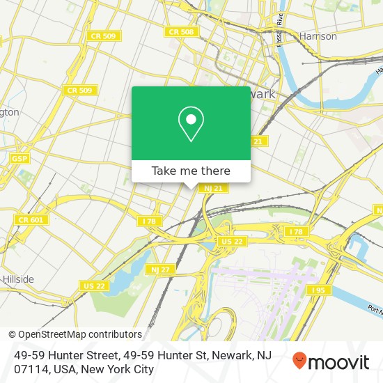 49-59 Hunter Street, 49-59 Hunter St, Newark, NJ 07114, USA map