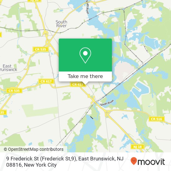 Mapa de 9 Frederick St (Frederick St,9), East Brunswick, NJ 08816