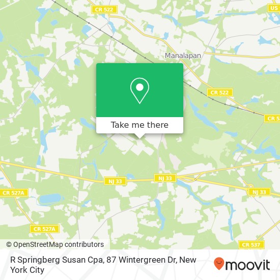 Mapa de R Springberg Susan Cpa, 87 Wintergreen Dr