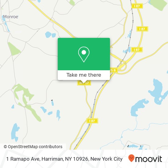 Mapa de 1 Ramapo Ave, Harriman, NY 10926