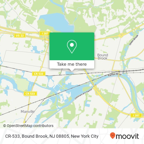Mapa de CR-533, Bound Brook, NJ 08805