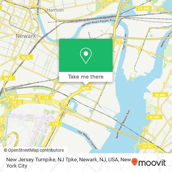 New Jersey Turnpike, NJ Tpke, Newark, NJ, USA map