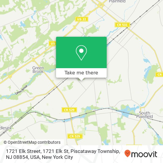 Mapa de 1721 Elk Street, 1721 Elk St, Piscataway Township, NJ 08854, USA