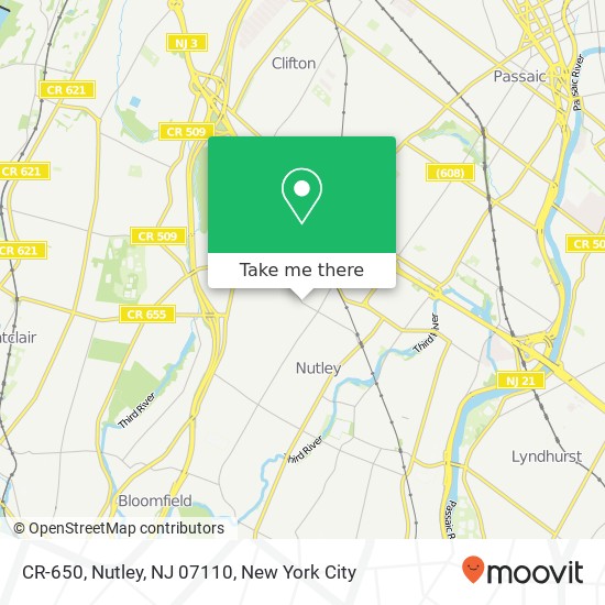 Mapa de CR-650, Nutley, NJ 07110