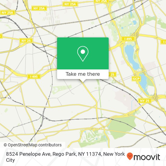 Mapa de 8524 Penelope Ave, Rego Park, NY 11374