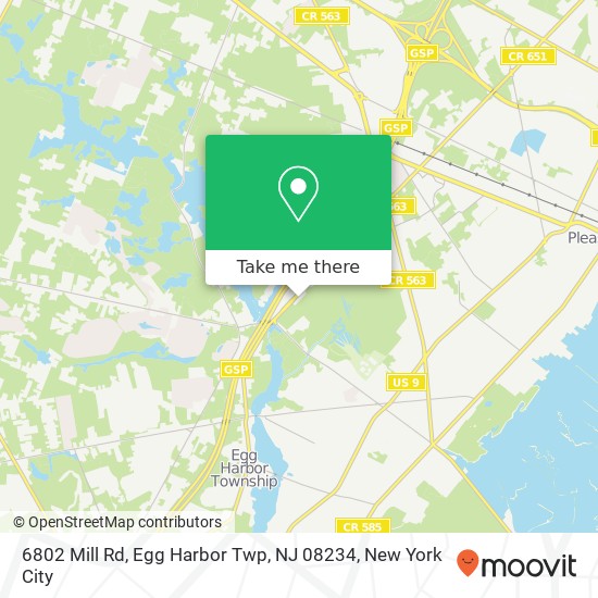 Mapa de 6802 Mill Rd, Egg Harbor Twp, NJ 08234