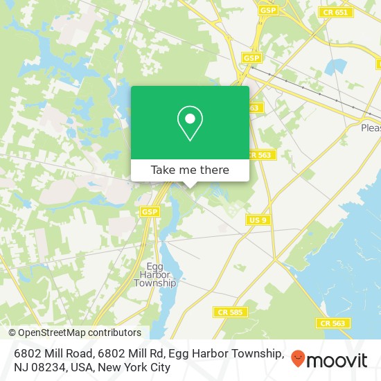 6802 Mill Road, 6802 Mill Rd, Egg Harbor Township, NJ 08234, USA map