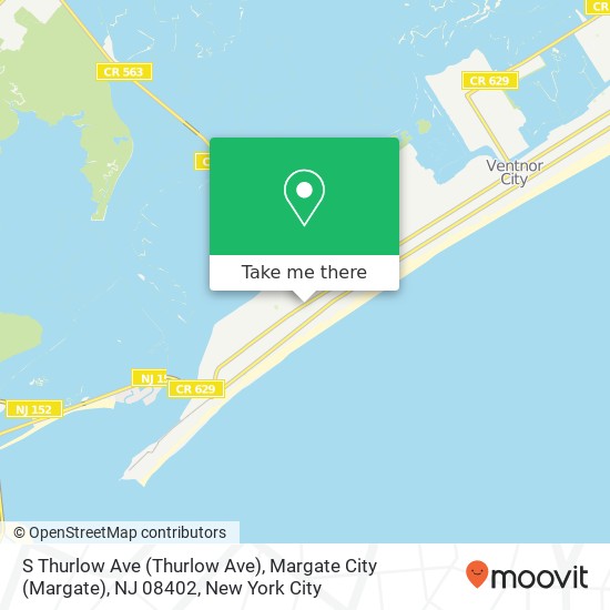 Mapa de S Thurlow Ave (Thurlow Ave), Margate City (Margate), NJ 08402