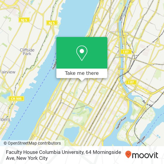 Faculty House Columbia University, 64 Morningside Ave map