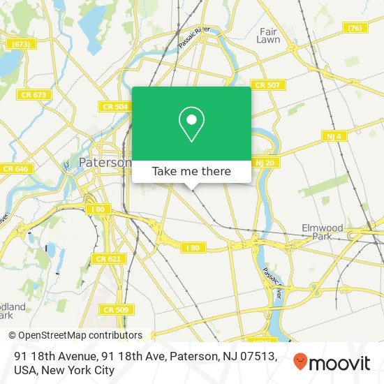 Mapa de 91 18th Avenue, 91 18th Ave, Paterson, NJ 07513, USA