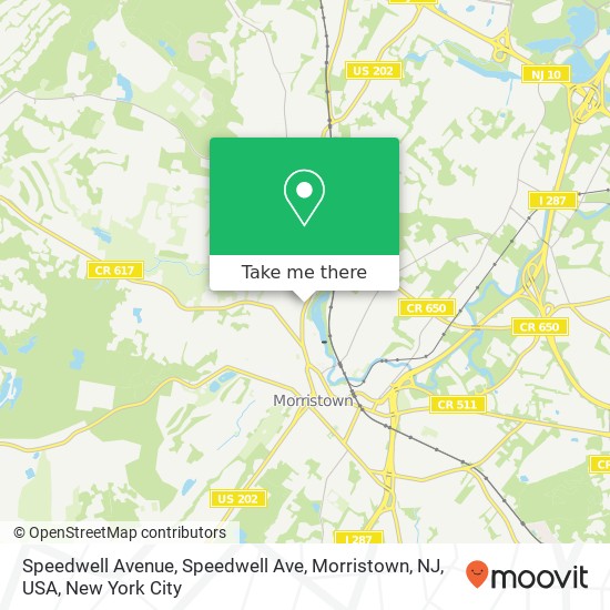 Speedwell Avenue, Speedwell Ave, Morristown, NJ, USA map