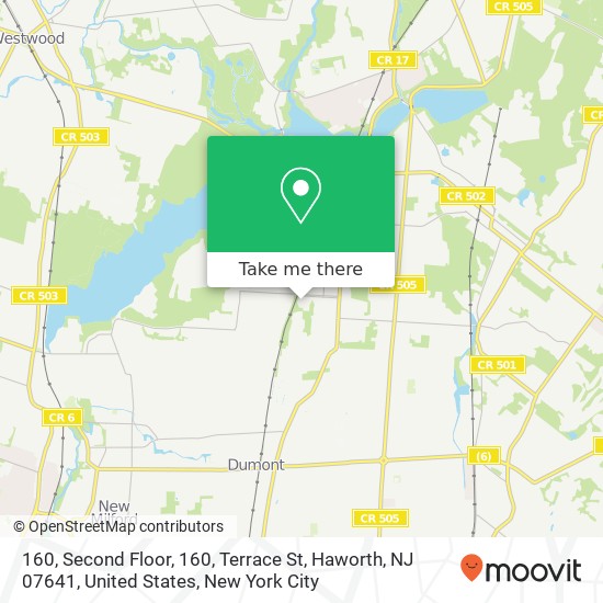 Mapa de 160, Second Floor, 160, Terrace St, Haworth, NJ 07641, United States