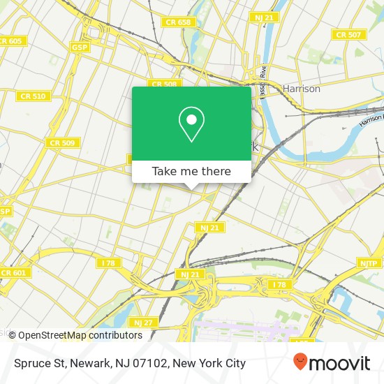 Mapa de Spruce St, Newark, NJ 07102