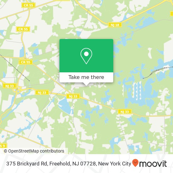 Mapa de 375 Brickyard Rd, Freehold, NJ 07728
