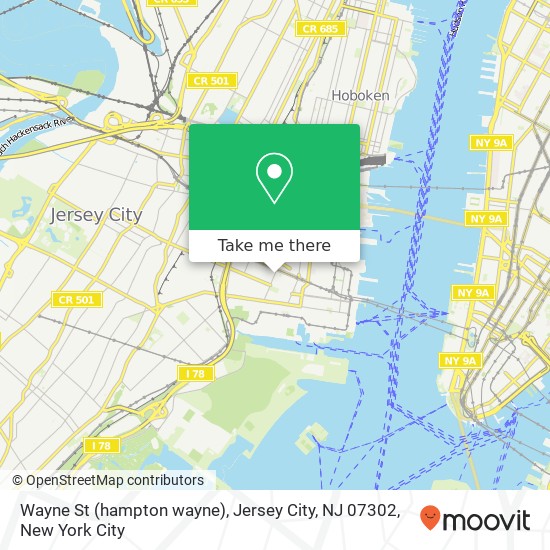 Mapa de Wayne St (hampton wayne), Jersey City, NJ 07302
