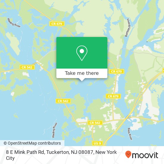 Mapa de 8 E Mink Path Rd, Tuckerton, NJ 08087