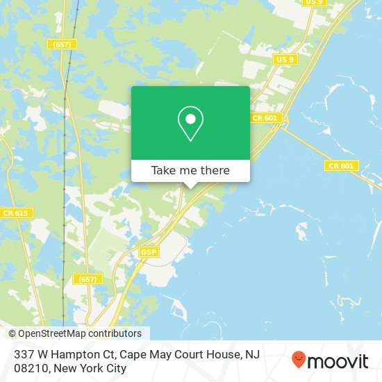 Mapa de 337 W Hampton Ct, Cape May Court House, NJ 08210