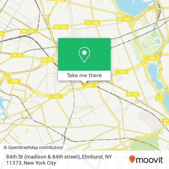 84th St (madison & 84th street), Elmhurst, NY 11373 map