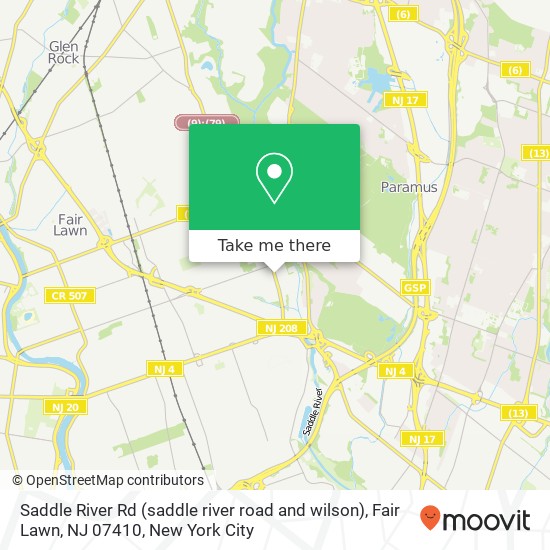 Saddle River Rd (saddle river road and wilson), Fair Lawn, NJ 07410 map