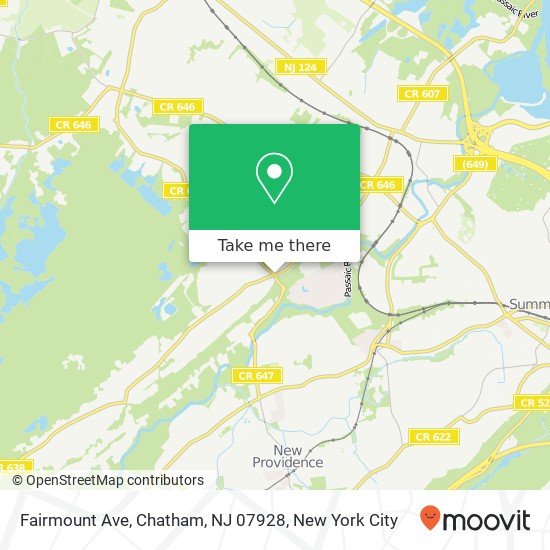 Mapa de Fairmount Ave, Chatham, NJ 07928