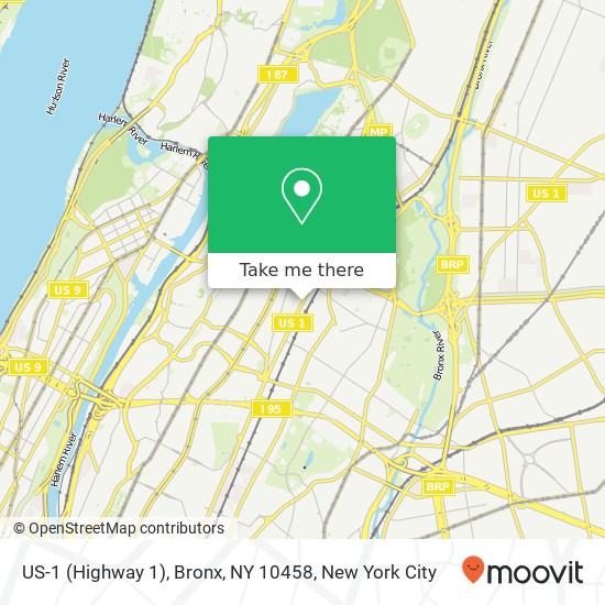 US-1 (Highway 1), Bronx, NY 10458 map