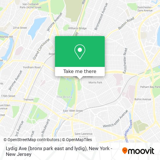 Mapa de Lydig Ave (bronx park east and lydig)