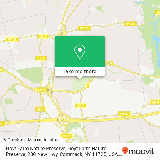 Mapa de Hoyt Farm Nature Preserve, Hoyt Farm Nature Preserve, 200 New Hwy, Commack, NY 11725, USA