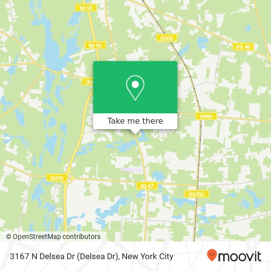Mapa de 3167 N Delsea Dr (Delsea Dr), Vineland, NJ 08360