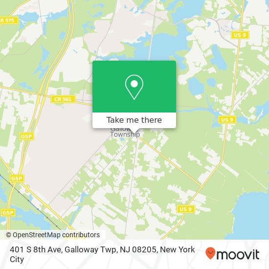 Mapa de 401 S 8th Ave, Galloway Twp, NJ 08205