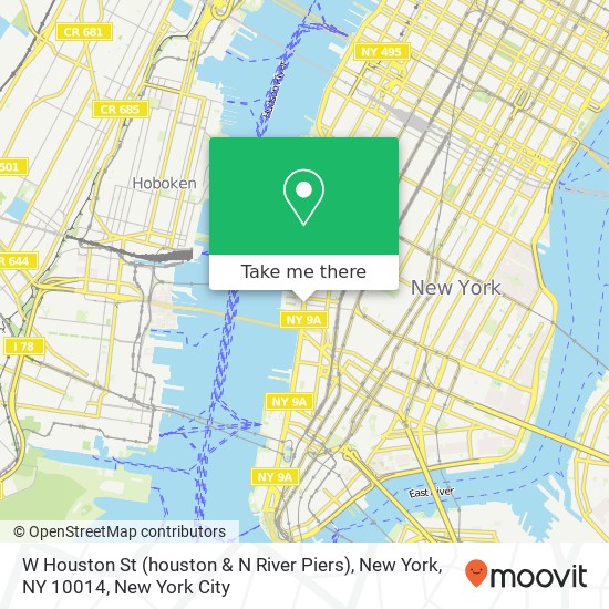 Mapa de W Houston St (houston & N River Piers), New York, NY 10014