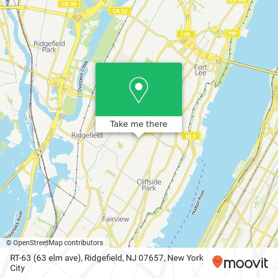 Mapa de RT-63 (63 elm ave), Ridgefield, NJ 07657