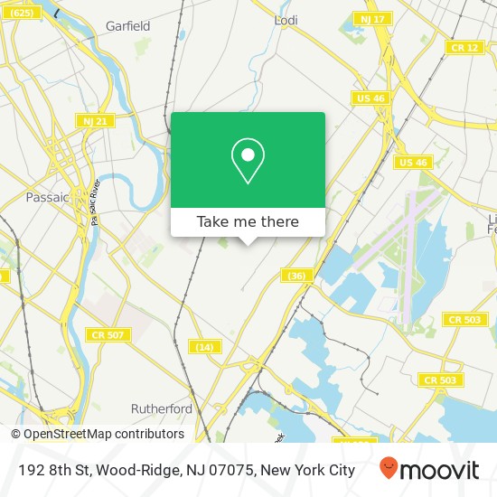 Mapa de 192 8th St, Wood-Ridge, NJ 07075