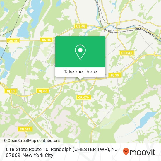 Mapa de 618 State Route 10, Randolph (CHESTER TWP), NJ 07869