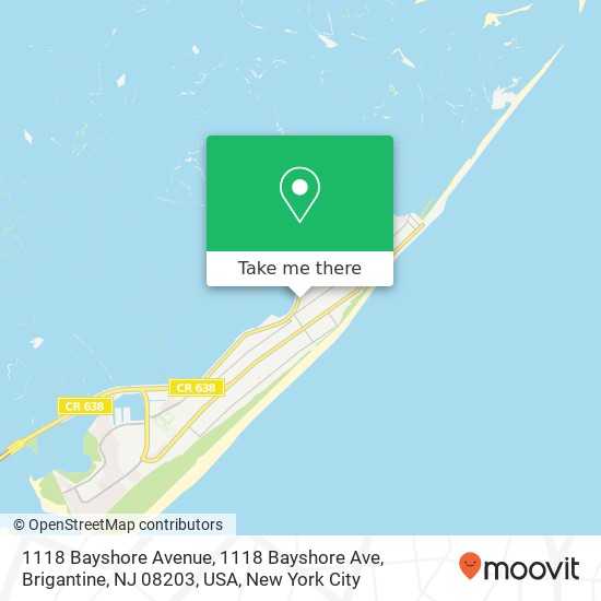 Mapa de 1118 Bayshore Avenue, 1118 Bayshore Ave, Brigantine, NJ 08203, USA